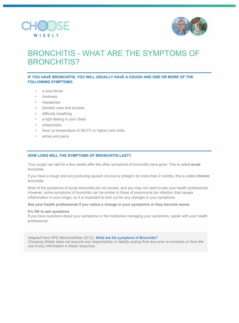 bronchitis what are the symptoms of bronchitis