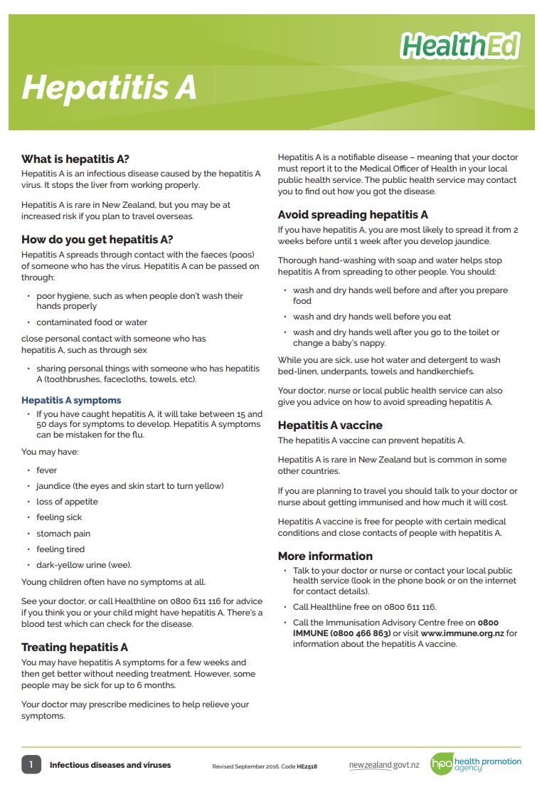 hepatitis a brochure health ed