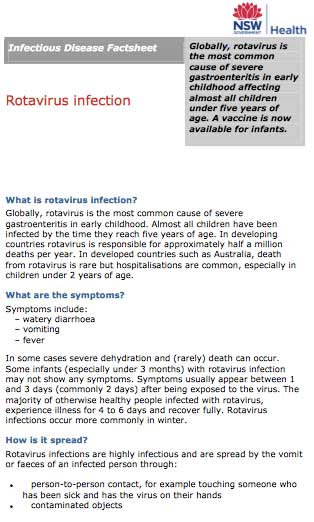 rotavirus infection factsheet