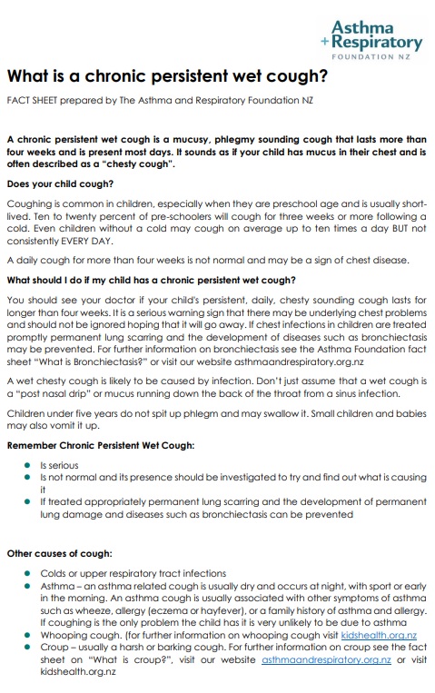 what is a chronic persistent wet cough