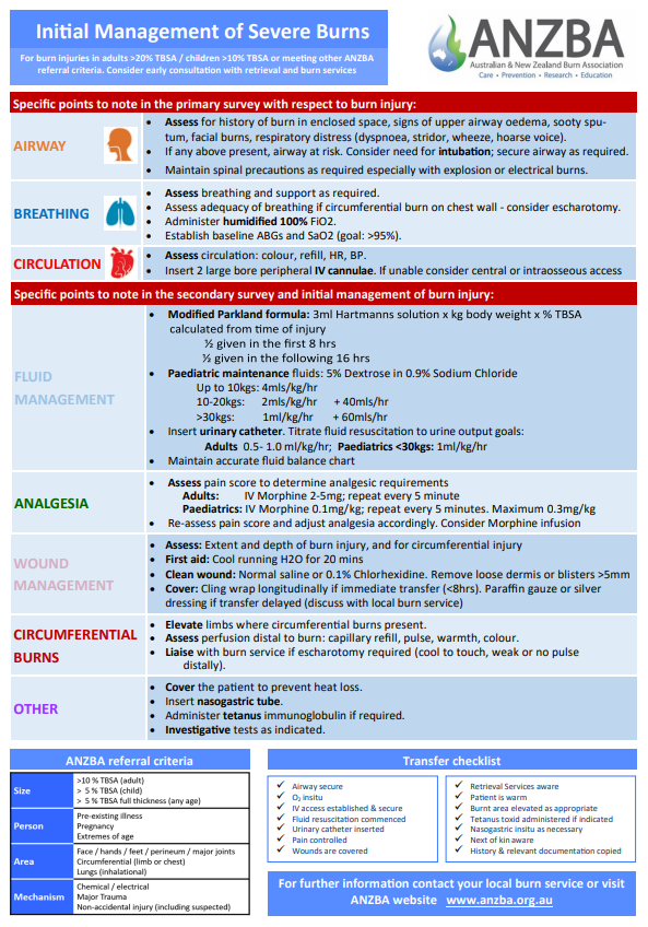 initial management of severe burns